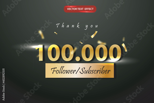 thank you for 100k followers or Subscriber editable text effect , Social media banner template