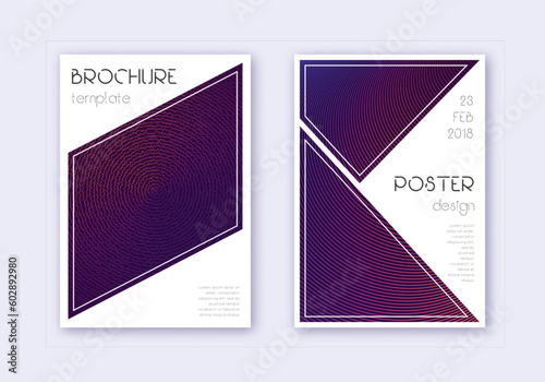 Triangle cover design template set. Violet abstrac