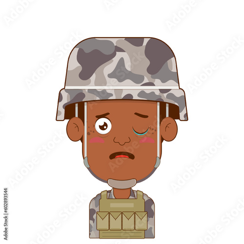 soldier crying and scared face cartoon cute