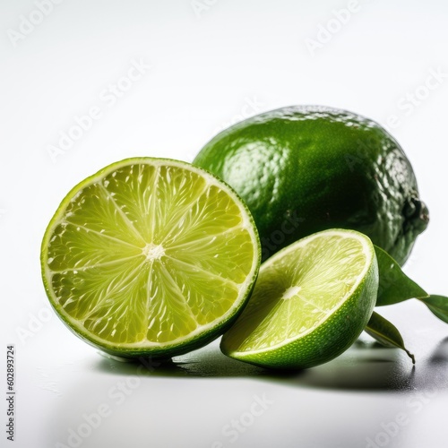 Lime fruit isolated on white background.