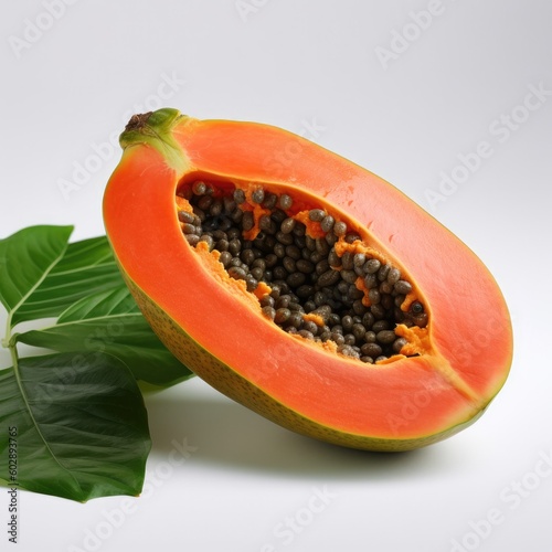 Papaya fruit isolated on white background.