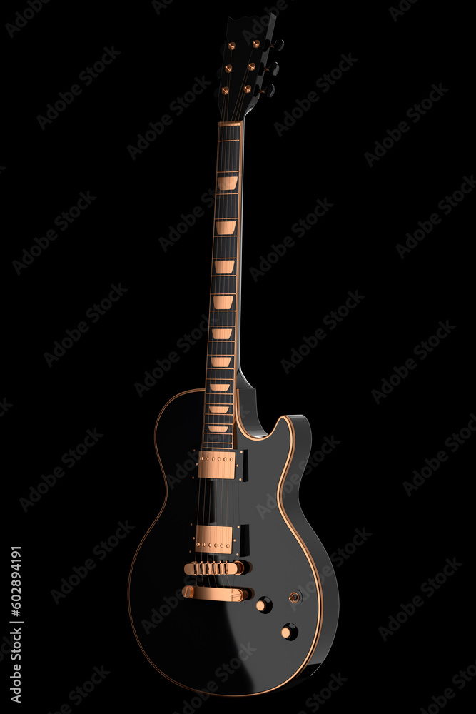 Fototapeta premium Close-up of Electric acoustic guitar isolated on black background.
