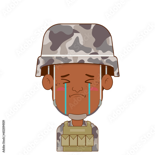 soldier crying and scared face cartoon cute