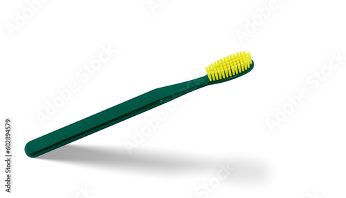 Cut out green toothbrush. Hygiene and daily teeth protection.