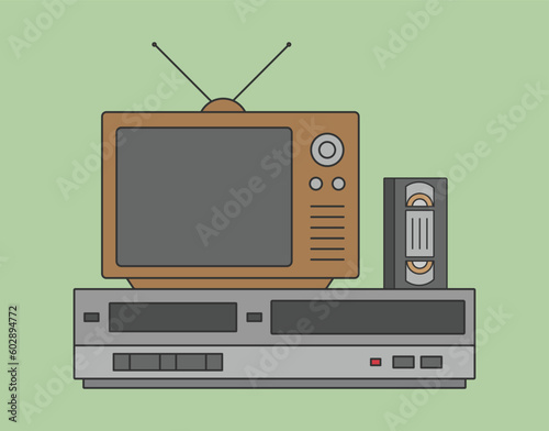 retro tech tv vcr vhs video cassette icons 80s 90s nostalgia memories movies