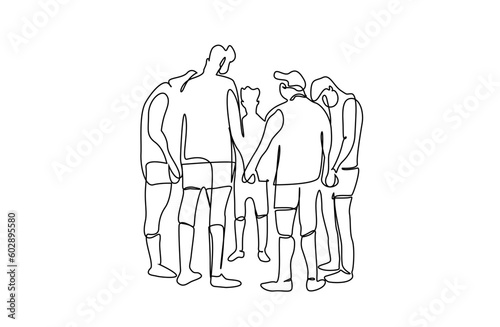 football sport team players people hug give support line art