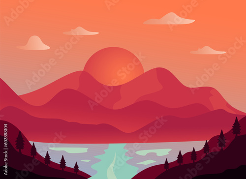 mountain nature landscape vector illustration