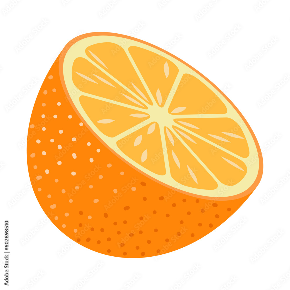 Orange slice icon in cartoon style isolated on white background. Fruit symbol stock vector illustration.