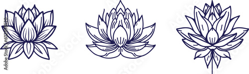 Lotus line art vector silhouette