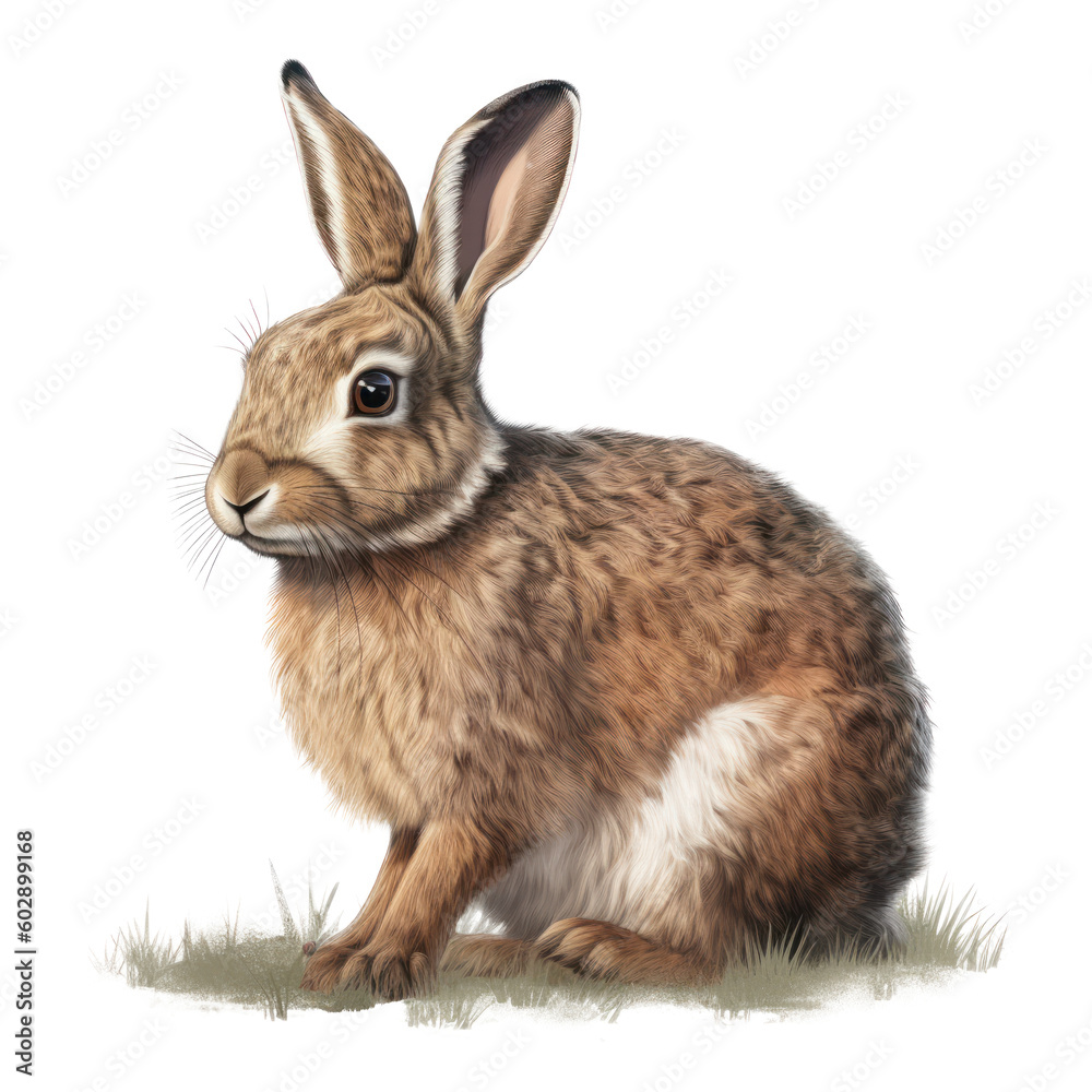 Obraz premium Uroczy mały królik, Ilustracja bez tła, png, wygenerowane przez AI