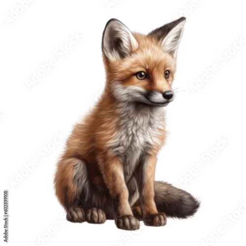 Obraz Uroczy mały lis, Ilustracja bez tła, png, wygenerowane przez AI