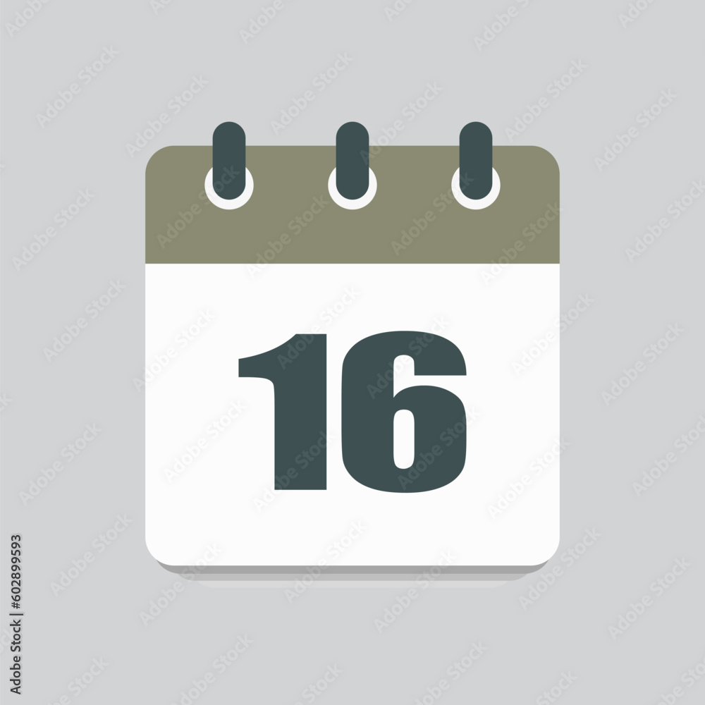 Vector icon calendar day number 16, 16th day month Vector icon calendar day number 16, 16th day month
