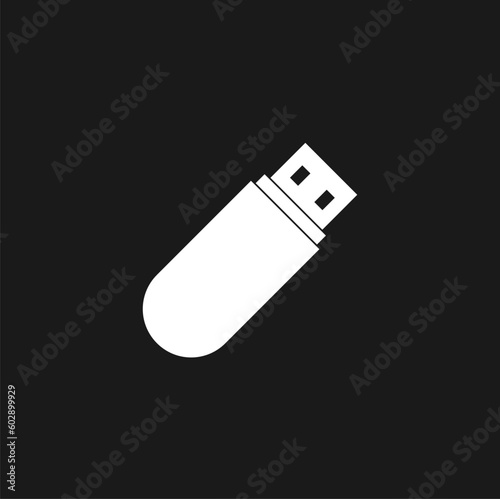Simple illustration of Usb flash icon isolated on black background