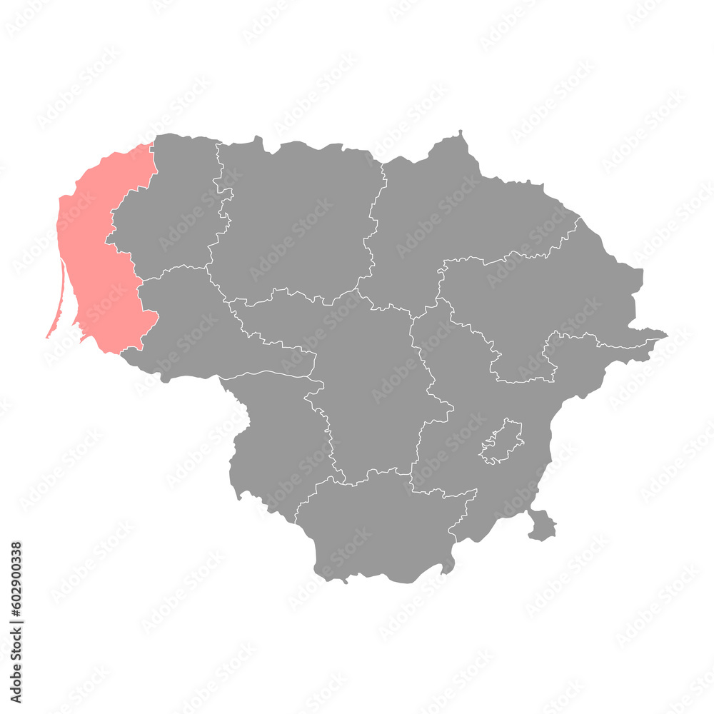 Klaipeda county map, administrative division of Lithuania. Vector illustration.