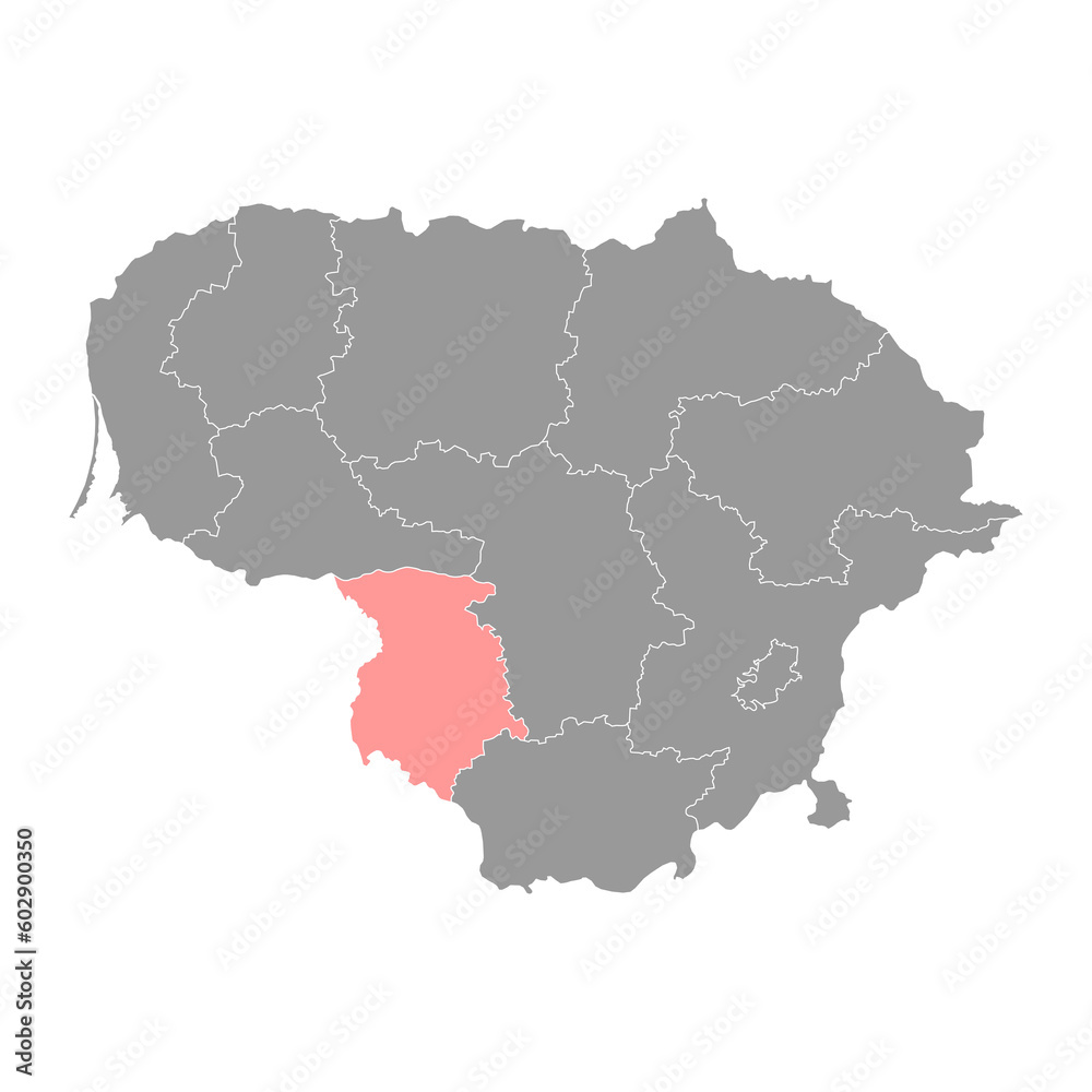 Marijampole county map, administrative division of Lithuania. Vector illustration.