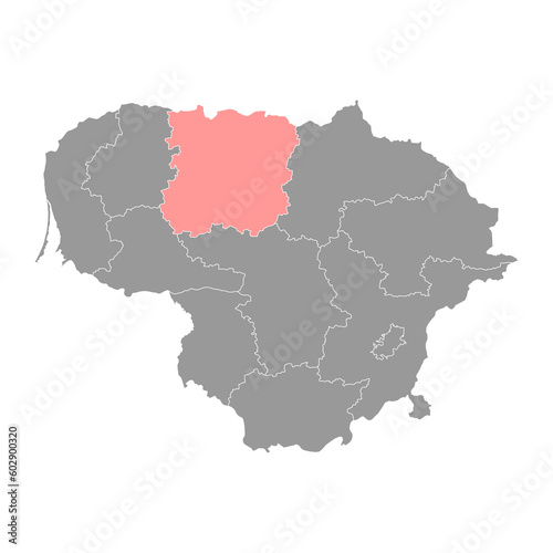 Siauliai county map  administrative division of Lithuania. Vector illustration.
