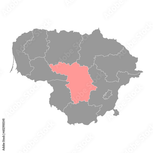 Kaunas county map, administrative division of Lithuania. Vector illustration.