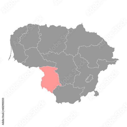 Marijampole county map, administrative division of Lithuania. Vector illustration.