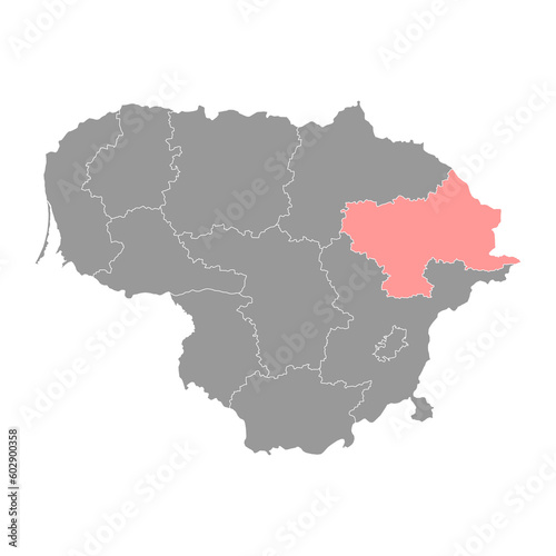 Utena county map  administrative division of Lithuania. Vector illustration.