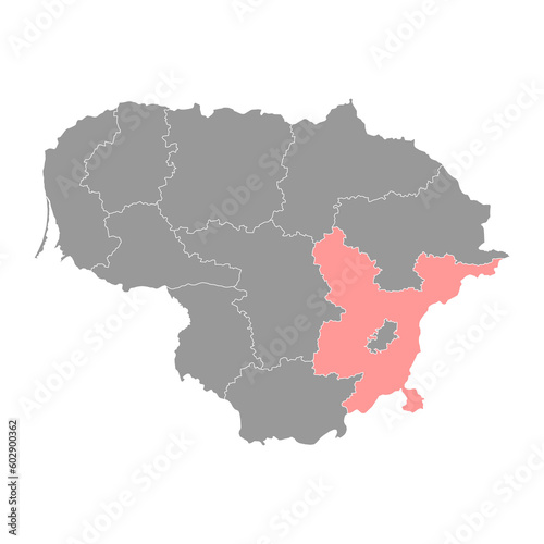 Vilnius county map  administrative division of Lithuania. Vector illustration.