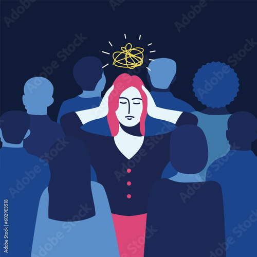 Depression, Stress, Panic Attack, Anxiety, Mental Health Issue Illustration