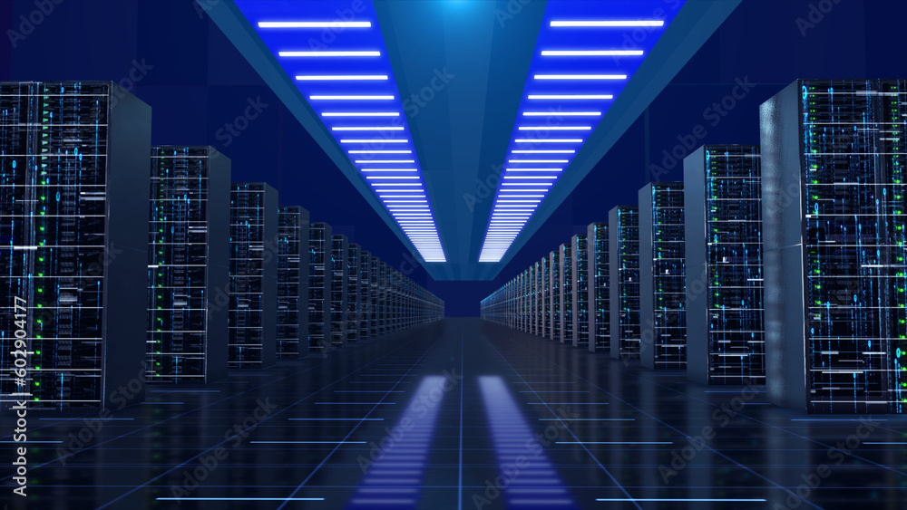 Cloud computing and server room background
