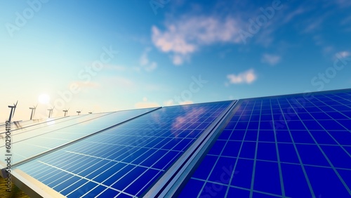 Background of solar photovoltaic panel power generation.