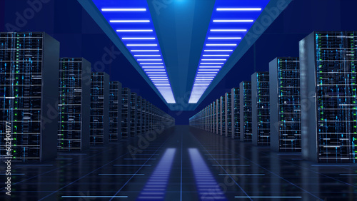 Cloud computing and server room background