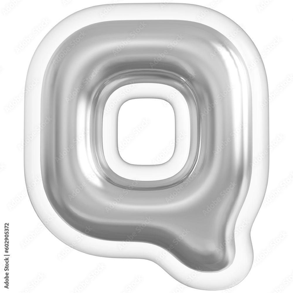 Alphabet Letter Q Silver 3d font Alphabet Letter Q Silver 3d font