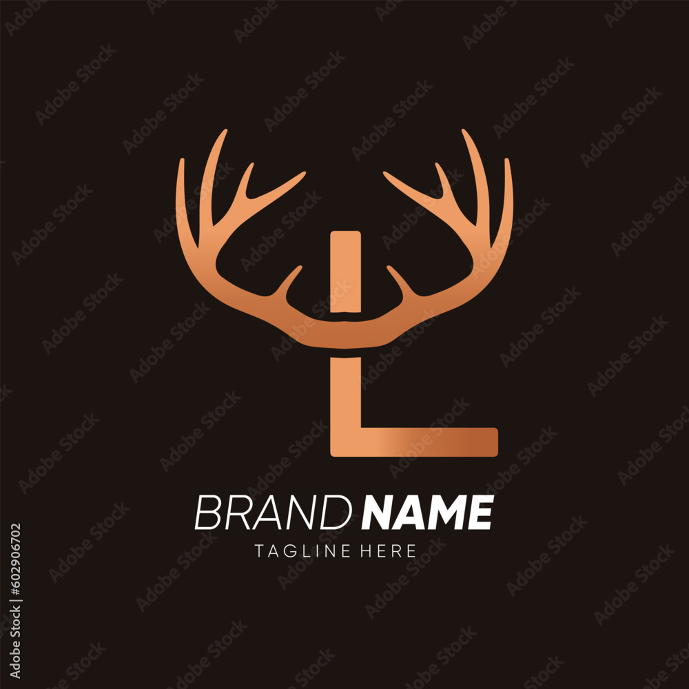 Letter L Deer Antlers Logo Design Vector Icon Graphic Illustration Background Template Letter L Deer Antlers Logo Design Vector Icon Graphic Illustration Background Template