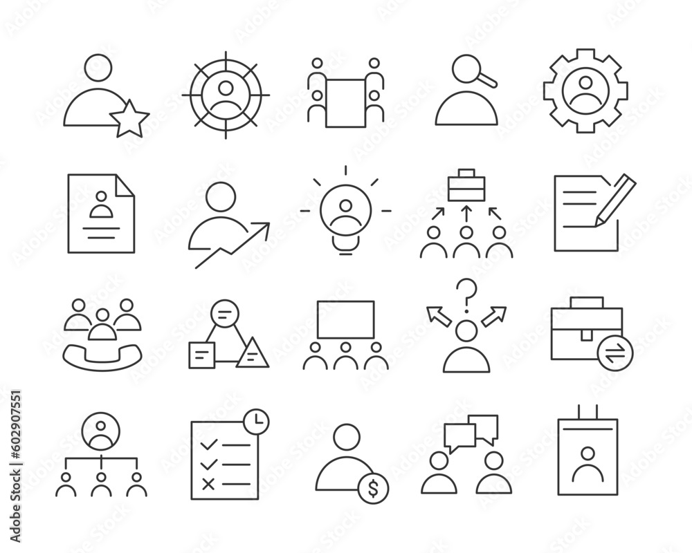 Fototapeta premium Human Resources Icons - Vector Line. Editable Stroke.