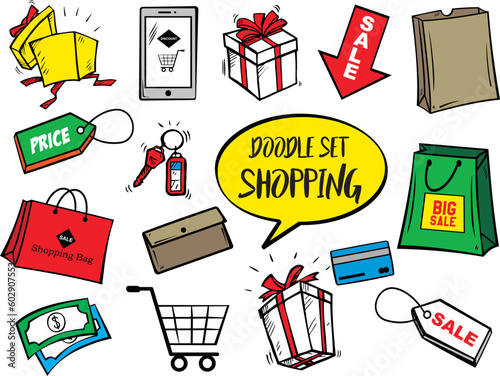 Set of shopping icon isolated on white background. Vector illustration