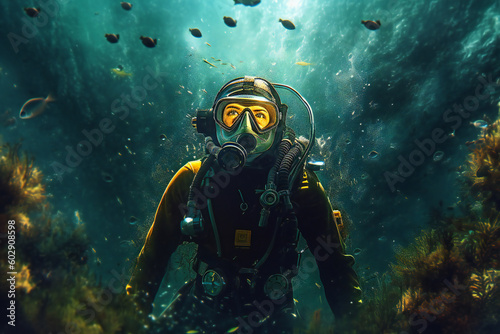 Wallpaper Mural An underwater scene with a scuba diver Generative AI  Torontodigital.ca