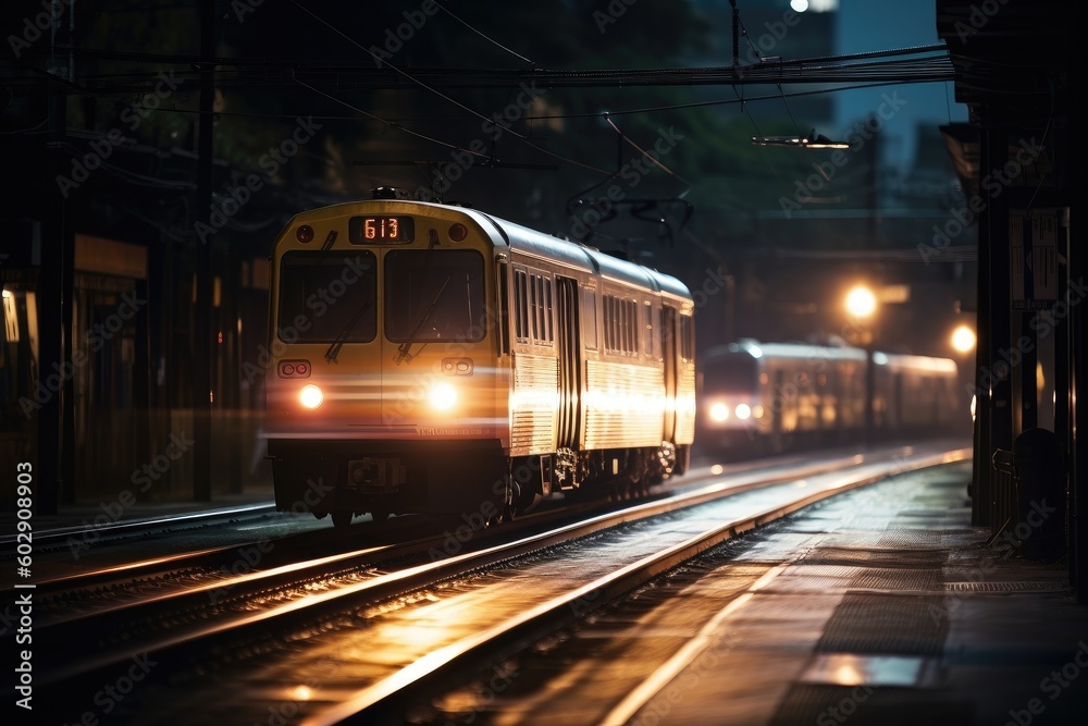 Trains in Action: Vibrant Long Exposure Photo Showcasing the Motion and Energy