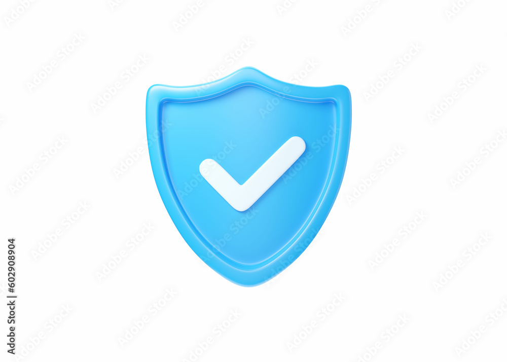 Shield 3d icon - cyber guard illustration, blockchain protect safety element and access blue symbol Shield 3d icon - cyber guard illustration, blockchain protect safety element and access blue symbol