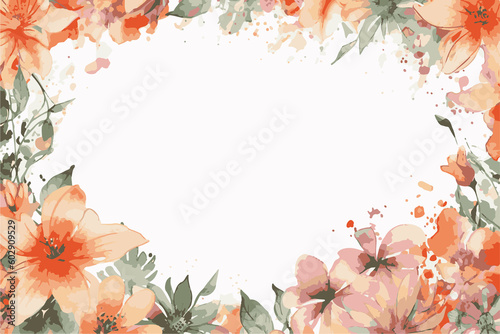 Floral border frame card template. Golden gradient on white background.Vector design illustration. for bunner  wedding card. Rectangle corners sides decoration.