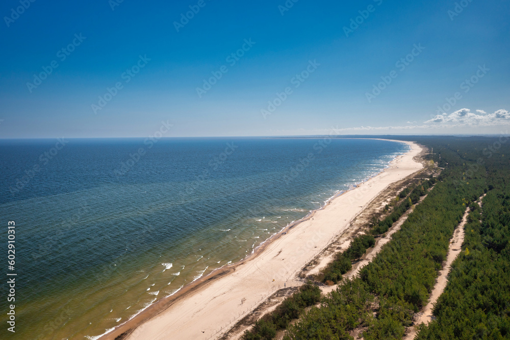 Beautiful scenery of Baltic Sea beach in Sobieszewo, Poland