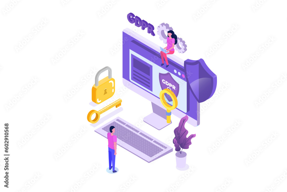 General Data Protection Regulation - GDPR isometric concept. Vector illustration. General Data Protection Regulation - GDPR isometric concept. Vector illustration.