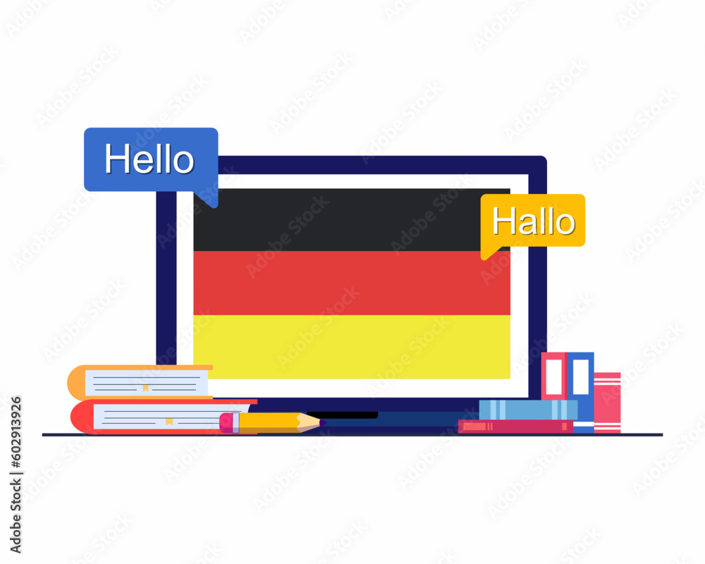 Fototapeta premium learn German language Distance learning a foreign language, the concept of online learning german.