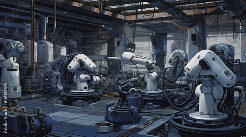 Illustration of industrial background. Generative AI