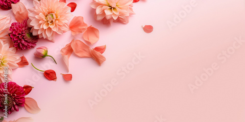Floral Banner Background: Beautiful Summer Design Clipart with Colorful, Artistic Scattered Flowers, Botanical Plant Print for Nature Inspired Decorations and Artistic Impressions