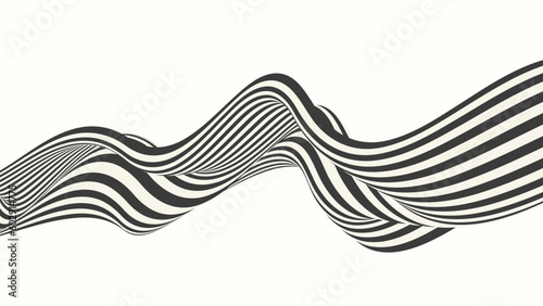 Abstract wave background, black and white wavy stripes or lines design.Optical art.