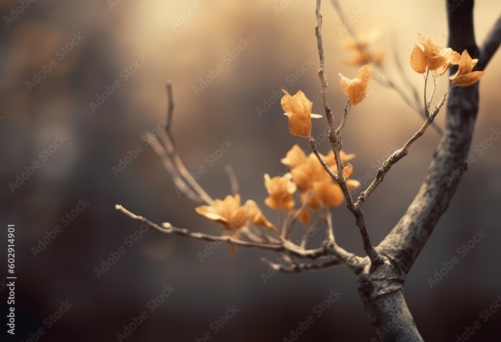 Dried branch with flower, Generative ai