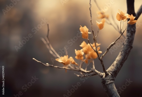 Dried branch with flower, Generative ai