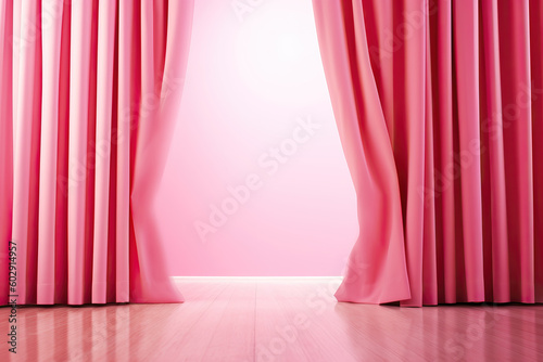 pink curtain with copy space  ai generated