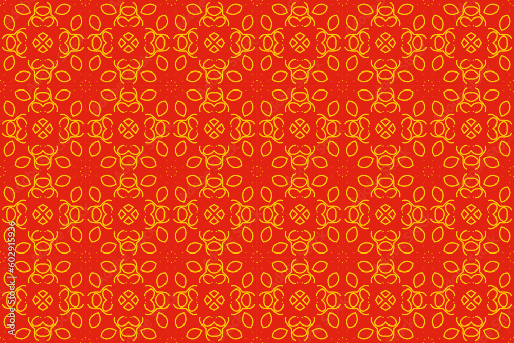 Beautiful wrapping paper in seamless pattern design isolated on red background. 