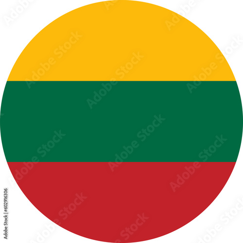 round Lithuanian national flag of Lithuania, Europe photo