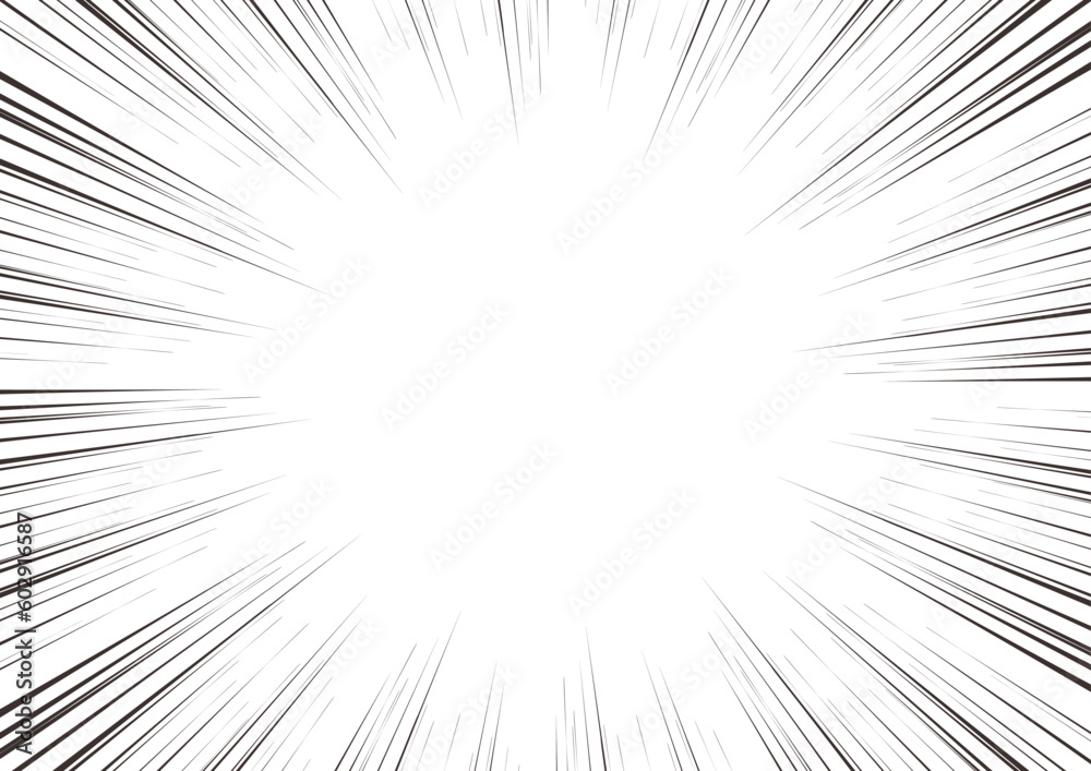 シンプルな黒集中線の背景イラスト_横長 シンプルな黒集中線の背景イラスト_横長