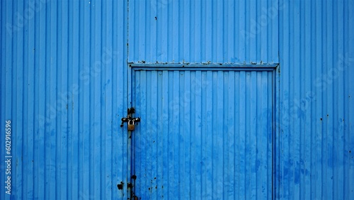 industrial blue door as background