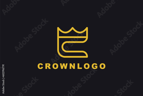 yellow crown with letter C simple logo design